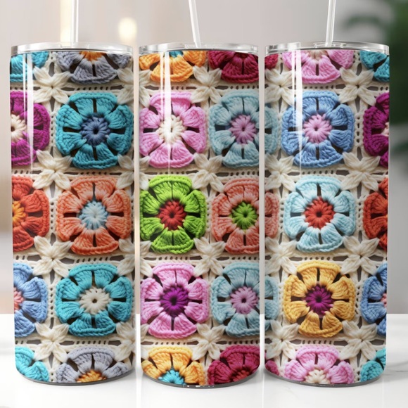 Hand Crafted Other - Granny Square Crochet Tumbler